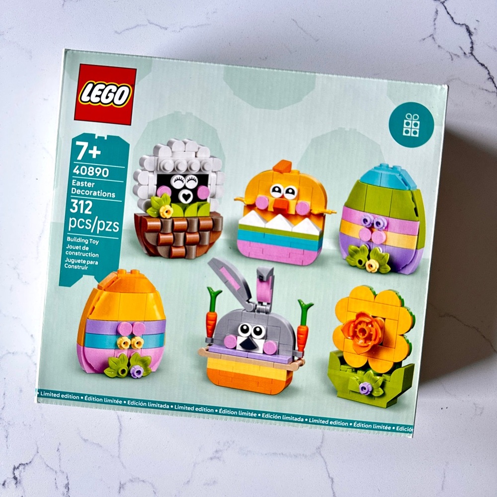 LEGO Easter Decorations Set with Yellow, Orange, Pink & Green Accents
